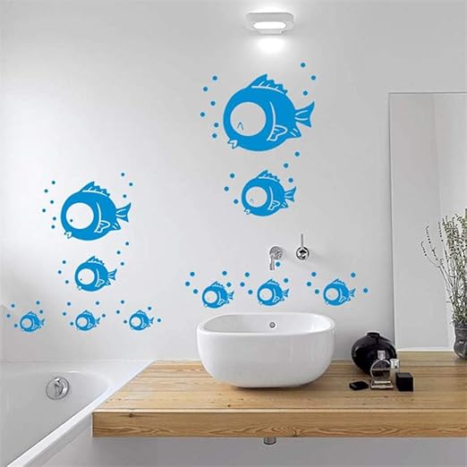 Nette Diy Spucken Blaue Blase Fisch Wandaufkleber Bad Fliesen Glas Aufkleber Kinderzimmer Kinder Geschenke Dekoration Amazon De Baumarkt