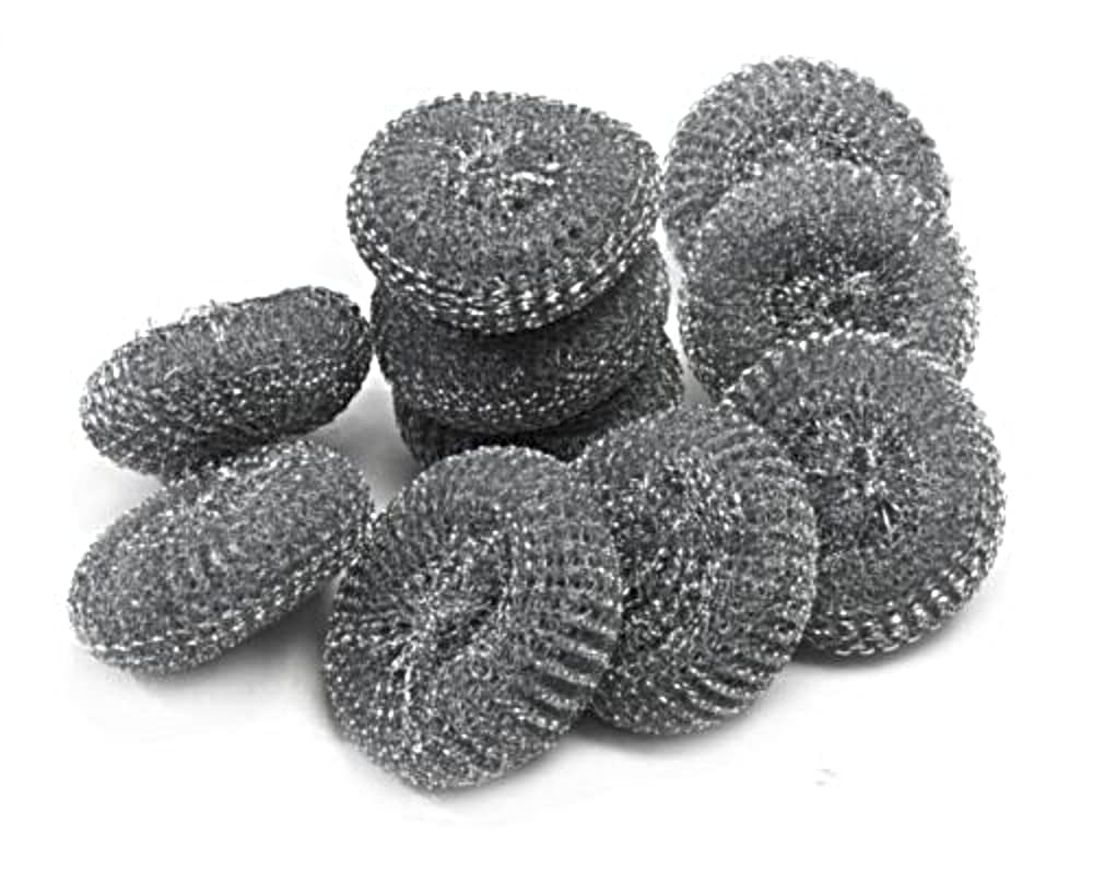 Stainless Steel Scourers - Pack of 20 - Heavy Duty Metal Sponge Scrubbers Scouring Pads - Galvanised Steel Wool Wire Mesh Kitchen Cleaning Pan Pot Scourer | by POUNDXPENCE Co®