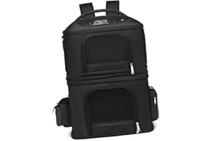 Double Cat Carrier Backpack, Detachable 2 in 1 Pet Carrier for 2 Cats, Expandable Soft Travel Backpack with Breathable Mesh f