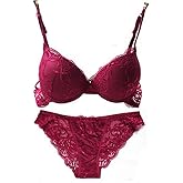 Nanier Women's Solid Lace Push up Bra Set
