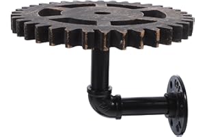 Angoily Steampunk Industrial Pipe Wall Shelves with Gear Design Retro Floating Wall Shelf for