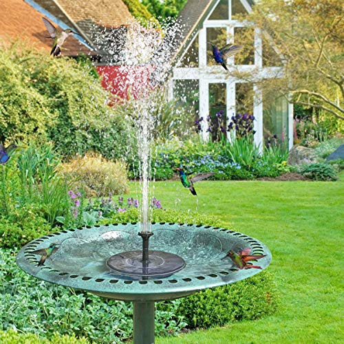 TOMONOLO Solar Bird Bath Fountain with Battery Backup, 2.5W Free Standing Solar Water Pump Kit for Birdbath, Pond, Pool, Garden