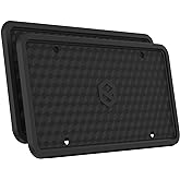 Rightcar Solutions Silicone License Plate Frame Rust Proof, Rattle Proof, Weather Proof Universal License Plate Holder for Front and Rear, Street Legal, No Obstruction - Black 2 Pack