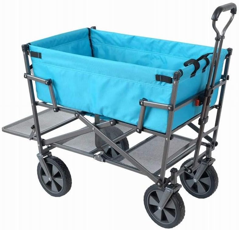 Mac Sports Heavy Duty Double Decker Collapsible Yard Cart Wagon, Light