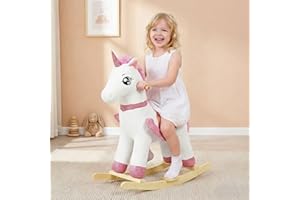 FUNLIO Unicorn Baby Rocking Horse for Kids 3-6 Years, Rainbow Fairy Unicorn Rocking Horse, Stuffed Ride-on Animal Rocker, Eas