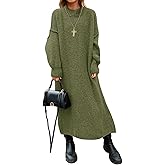 Saodimallsu Womens Oversized Sweater Dress Mock Neck Long Sleeve Casual Warm Chunky Knit Fall Winter Maxi Dresses