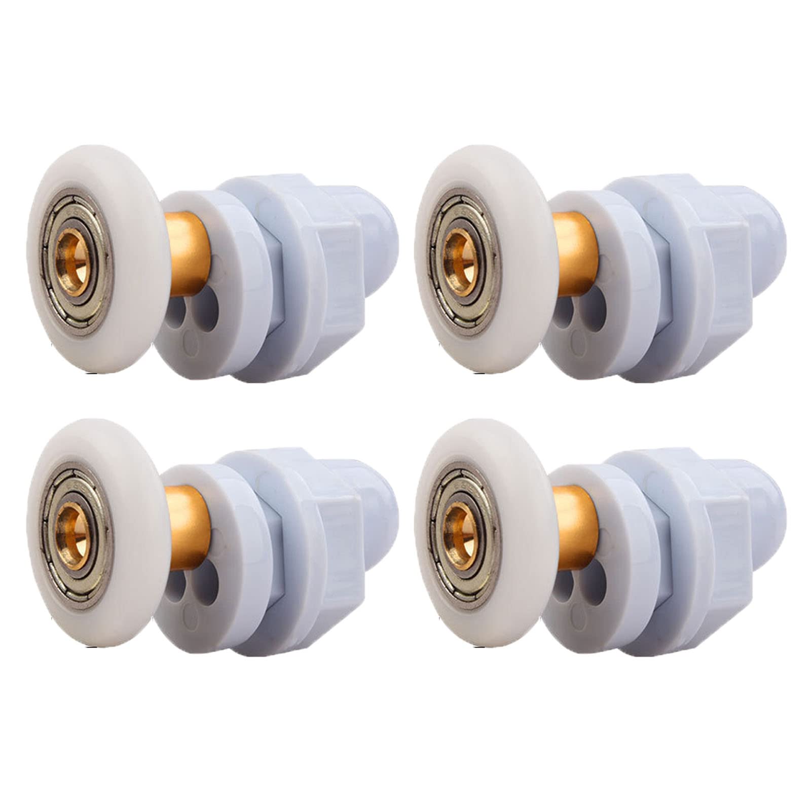 Qikuver 4PCS Shower Door Rollers, Copper Rod Pulley, Strong Load-Bearing Capacity, Ultra-Quiet Shower Glass Door Rollers Replacement, for The Bathroom Glass Sliding Door Pulleys/Wheels (23MM)