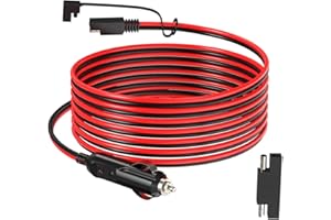 ELFCULB SAE to Car Cigarette Lighter 14AWG 12V Cigarette Lighter Male Plug to SAE Connector Extension Cable with SAE Polarity Reverse Adapter(10FT)