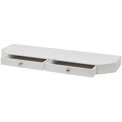 Duraline Floating Wall Shelf With Drawer White Gloss Wood