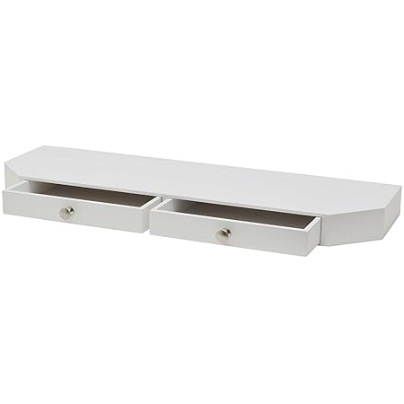 Duraline Floating Wall Shelf With Drawer White Gloss Wood