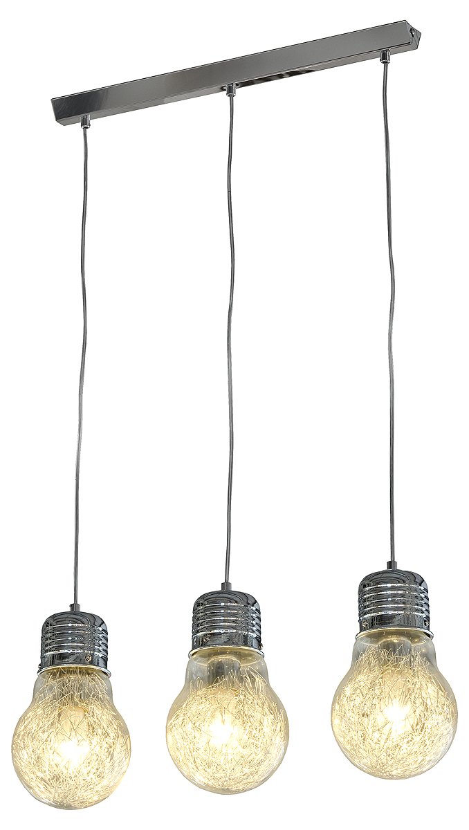 Febland Three Bulb Chandelier, Chrome, Silver