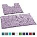 LuxUrux Bathroom Rugs Sets 2 Piece: Quick Dry, Soft Plush Anti-Slip, Super Absorbent. Includes Rectangular (31x20 inches) & U-Shaped Toilet Mat (20x20 inches) | Lavender