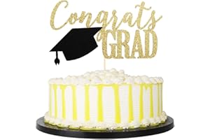 PALASASA Congrats Grad Cake Topper, 2025 Graduate Party Decorations (Gold 6.6inch)