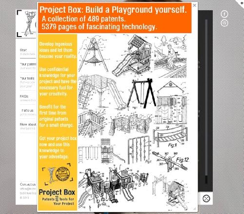 Build a Playground yourself: Your project box includes 489 original patents as a fun way to reach your goal!