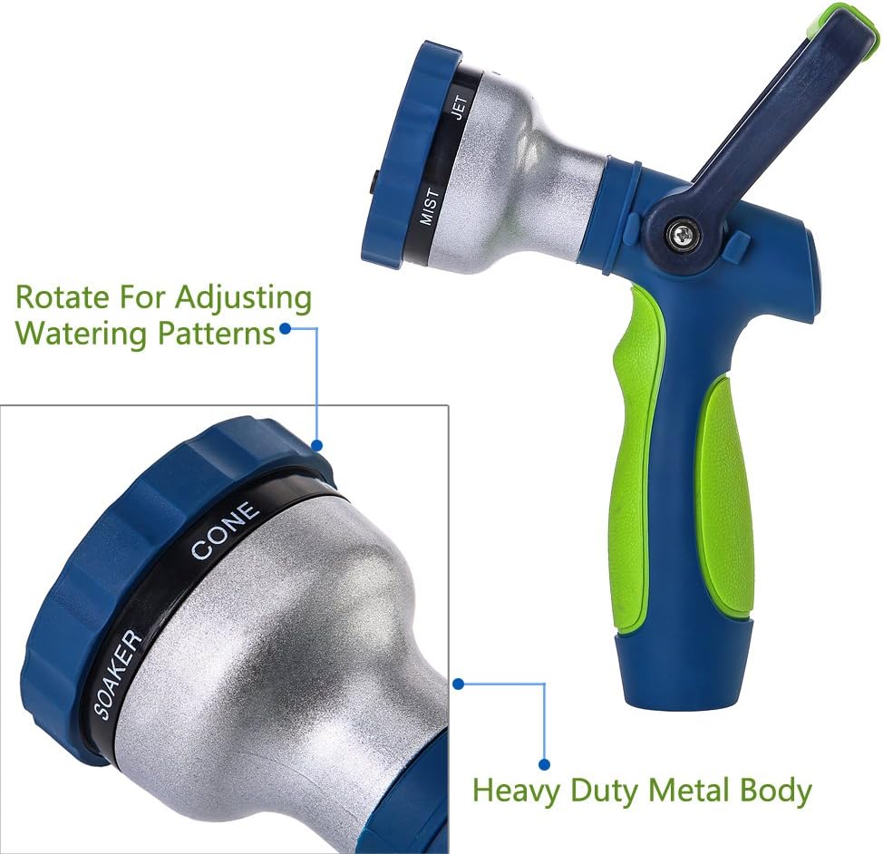 GREEN MOUNT New Patent Garden Hose Nozzle, Heavy Duty Water Nozzle, High Pressure Fireman Style Nozzle with Ergonomic Handle for Women and Children to Water Lawn and Garden : Garden & Outdoor