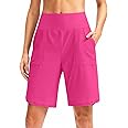 Viodia Women's 9" Long Swim Board Shorts with Pockets High Waisted Beach Swimsuits Knee Length Short for Women with Liner
