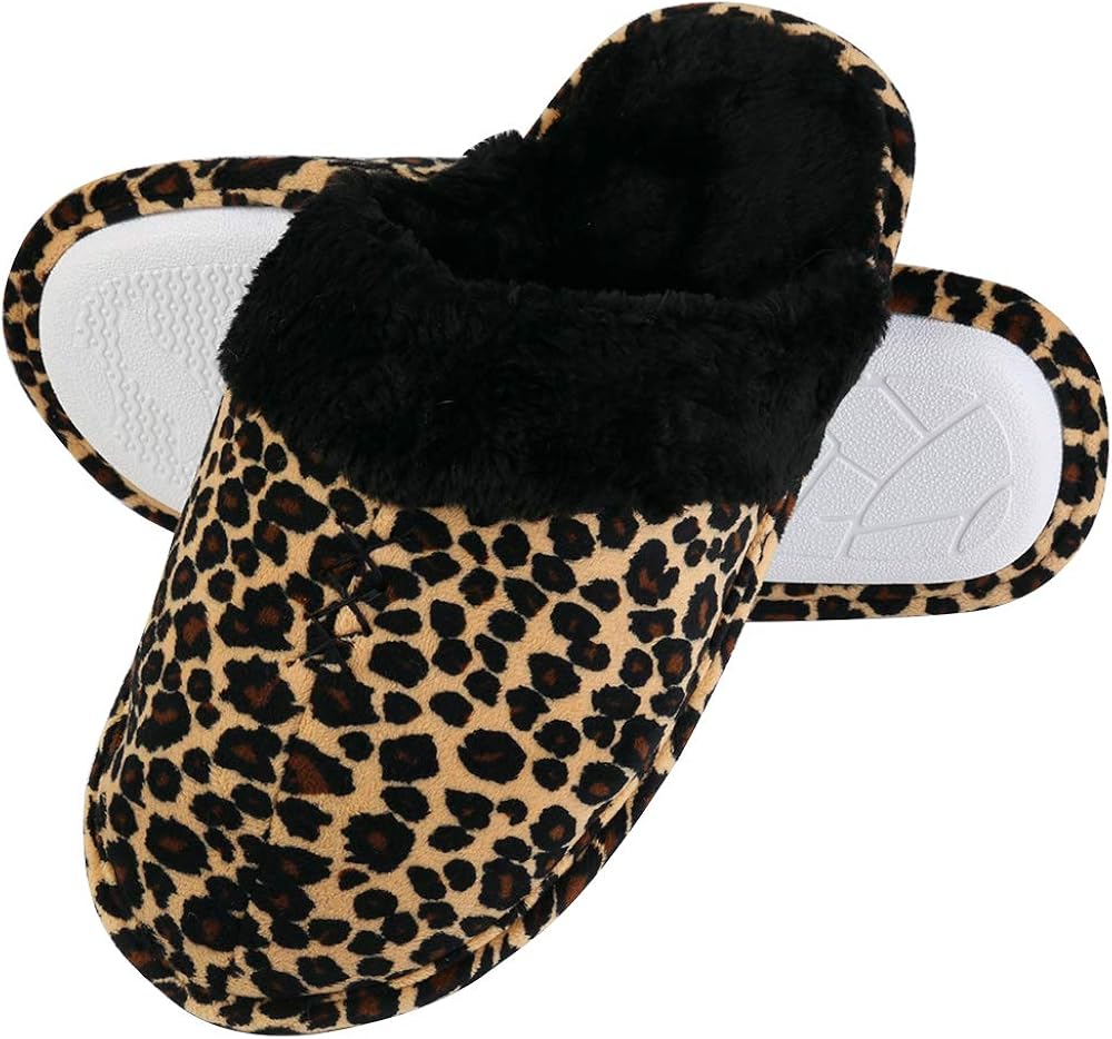 Aerusi Women's Zebra Bow Tie Cozy Comfy House Bedroom Indoor Slide Memory Foam Slipper