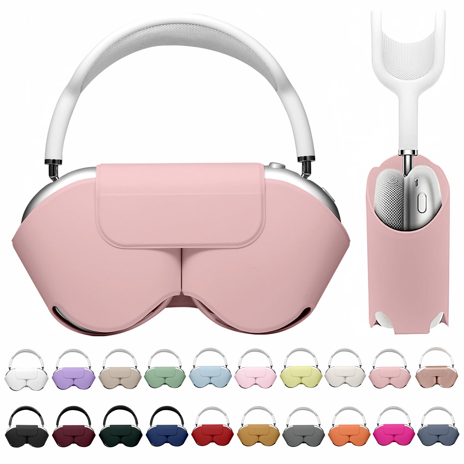 Photo 1 of Maxjoy for Apple Airpods Max Smart Case Cover, Soft PU Leather Protective Cover Accessories for Airpod Max with Sleep Mode, Anti-Dust Travel Carrying Case for Airpods Pro Max Headphones, Pink