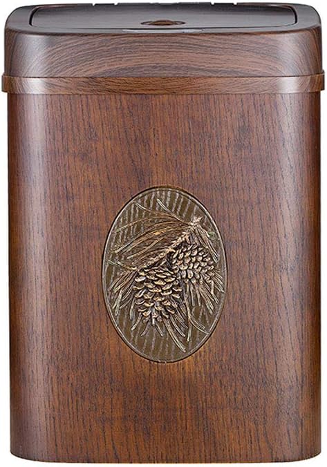 ZKORN Automatic Dustbin, Waste Bin Can Trash Rubbish Sensor Bin with Infrared Technology IPX3 Waterproof Rating Battery Powered Suitable for Kitchen Bedroom Bathroom, Wooden (8L)