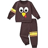 Hihosdor Toddler Boy Thanksgiving Outfit Long Sleeve Coolest Turkey In Town Sweatshirts Tops and Sweatpants