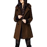 Tanming Women's Warm Double Breasted Wool Pea Coat Trench Coat Jacket with Hood