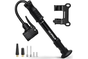 NUWAB Mini Bike Pump, 10 Inch Portable Hand Bicycle Pump, 100PSI, Support Shrader and Presta, Fast Air Out Ball Pump, Work with All Bikes and Balls, Swimming Ring, Come with Ball Needles, Nozzles