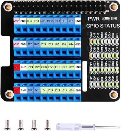 GeeekPi GPIO Screw Terminal HAT Breakout Module with LED Status for Raspberry