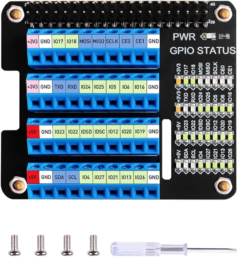 GeeekPi GPIO Screw Terminal HAT Breakout Module with LED Status for Raspberry