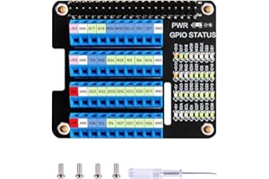 GeeekPi GPIO Screw Terminal Block Breakout Board HAT for Raspberry Pi, GPIO Expansion Board Breakout Module with GPIO Status LED for Raspberry Pi 4B/3B+/3B/2B/B+/Pi Zero W/Pi Zero 2 W