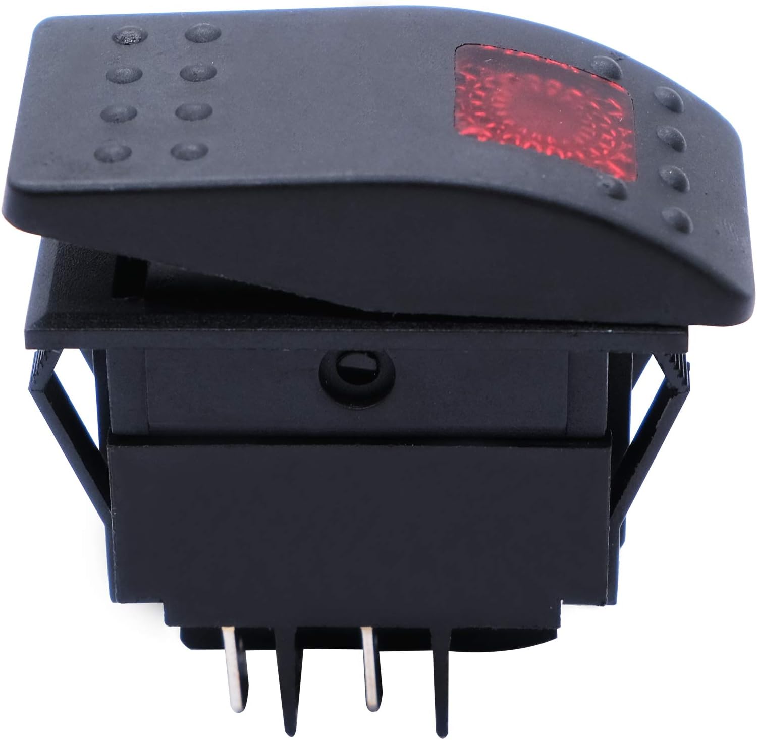 mxuteuk 12V Red LED Light Self-Locking Rocker Switch 4 Pin SPST ON/Off 20A for Car Boat Marine RK1-06N-R: Industrial & Scientific