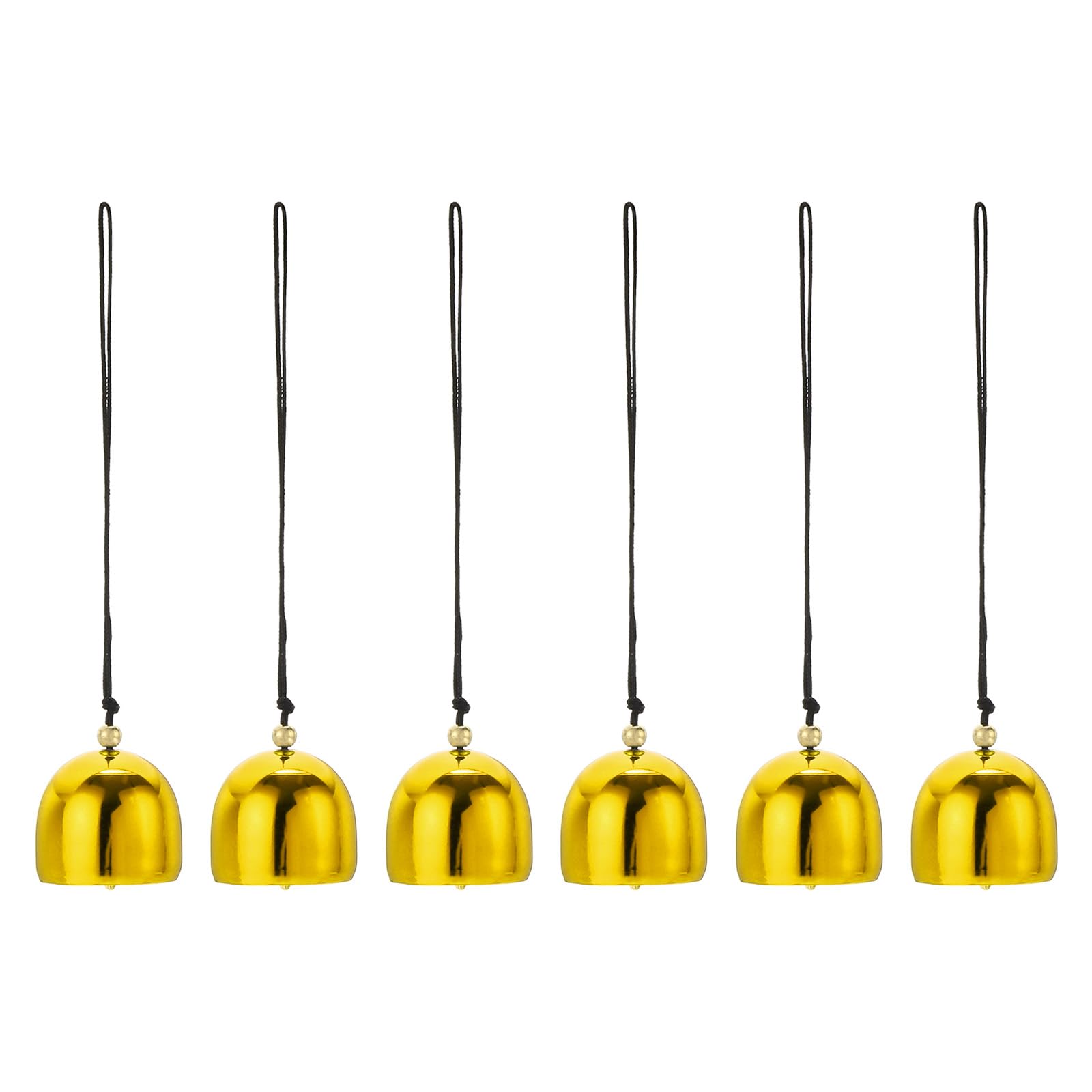 PATIKIL 6 Pcs Wind Chime, Hanging Bells Temple Bells Retro Outdoor Hanging Metal Chinese Wind Chime Round with Lanyard for Outside Garden Camping, 28x25mm, Gold Black