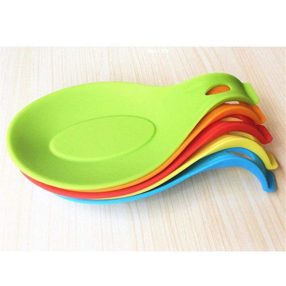 OUZIFISH Kitchen Heat Resistant Insulation Mat Silicone Spoon Rest 5 pcs/set Colorful