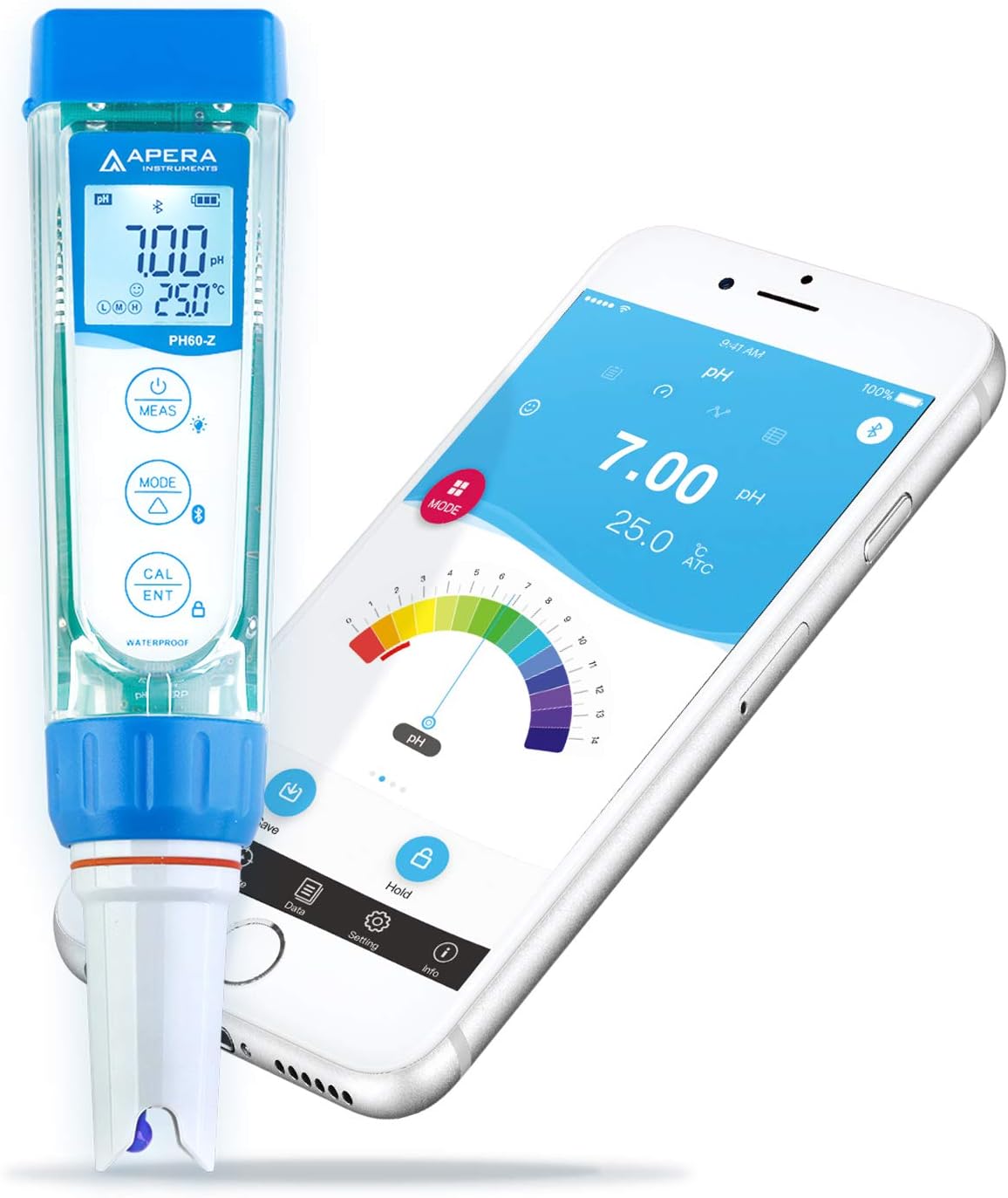 Apera Instruments AI3711 PH60-Z Bluetooth Smart pH Tester Powered by ZenTest Mobile App with Cloud-Based Datalogger