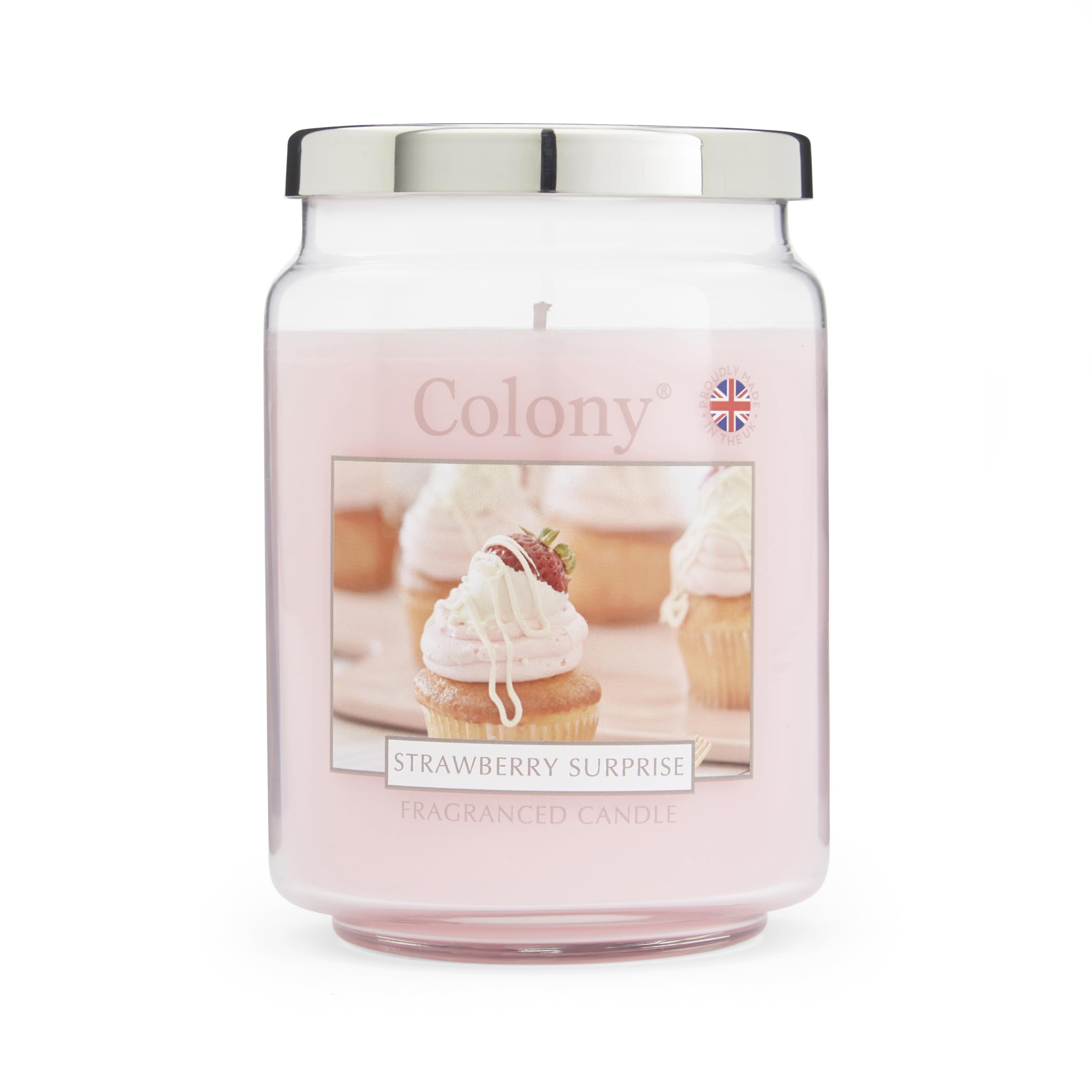 Wax Lyrical Strawberry Surprise Large Candle, 100 Hours Burn Time, Modern Design, Jar, Fruit Theme, UK, Pink