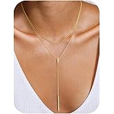 Yoosteel Long 14K-Gold-Plated Necklace for Women - Dainty Y-Shaped Necklaces Lariat Drop Chain Simple Jewelry Trendy Gift for