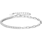 PROSTORY Moissanite Tennis Bracelet, 0.93cttw D Color VVS1 925 Sterling Silver Adjustable Bracelets for Women Wife Birthday Jewelry Gift