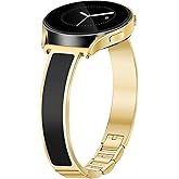 Gold Slim Watch Bands Women 20mm Compatible with Samsung Galaxy Watch Watch 7/6/5/4/Active 2/4 Classic/6 Classic/5 Pro/FE 40mm 42mm 43mm 44mm 45mm 46mm 47mm, Jewelry Dressy Cute Bracelet Metal Strap