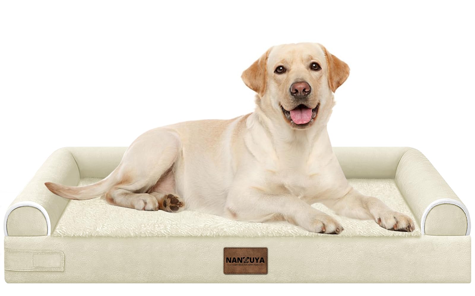 Large Dog Bed Orthopedic Washable: Beds Bolster XL Bed Large Big Dogs Egg Crate Foam Couch Sofa Waterproof with Removable Cover - Beige Image