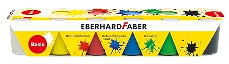 Eberhard Faber 575509 - Schulmalfarben Tempera, 6 x 25 ml Näpfchen, basic