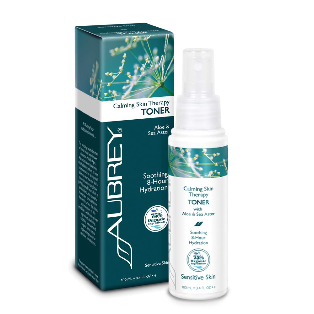 Aubrey Calming Skin Therapy Facial Toner | Soothes, Hydrates & Combats Dryness | Sea Aster & Aloe | 75% Organic Ingredients | Sensitive Skin | 3.4oz