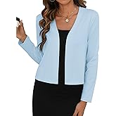 Zeagoo Women's Lightweight Summer Cardigan Cropped Long Sleeve Shrug Thin Open Front Sheer Bolero for Dresses