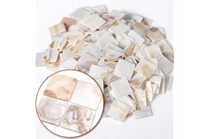 MDLUU 350Pcs Mother of Pearl Mosaic Tiles, Natural Shell Tiles, Square Mosaic Pieces for Home Decoration, Crafts, 0.8"(L) x 0.8"(W) x 0.078"(T)