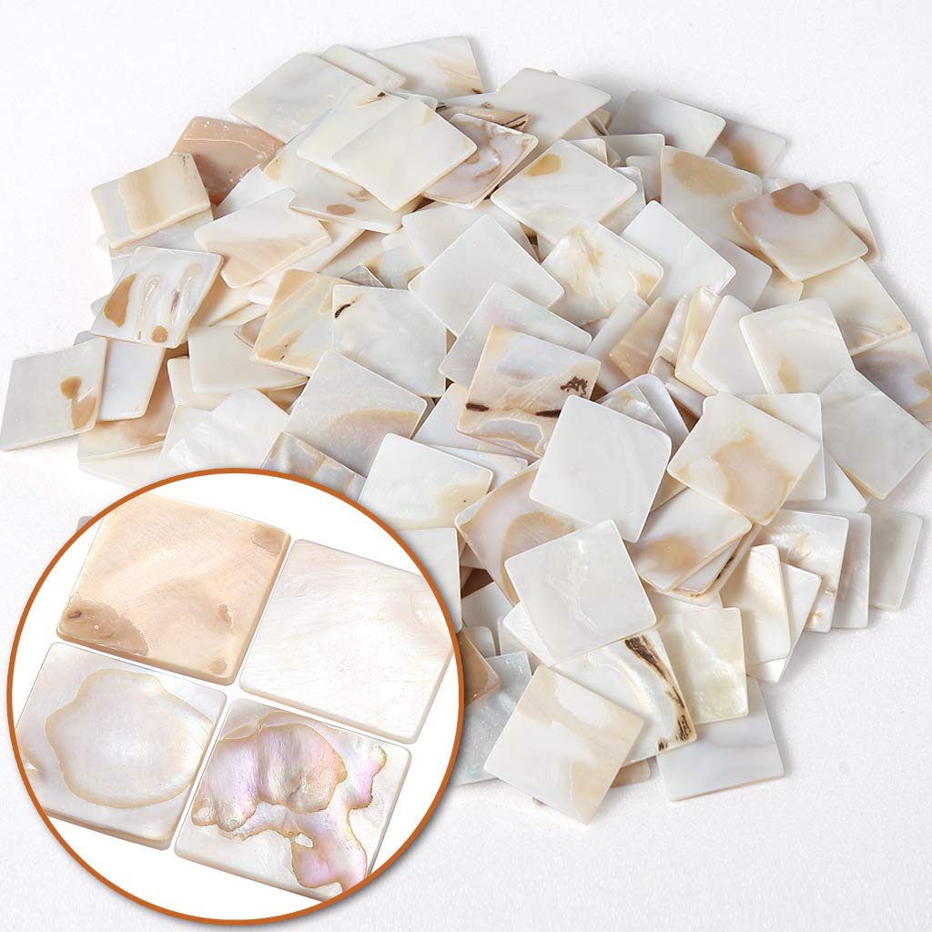 MDLUU Pearl Mosaic Pieces, Mother of Pearl Mosaic Tiles, 350 Pieces Shell Tiles for Home Decoration, DIY Crafts, Mosaic Tile Projects (20×20mm)