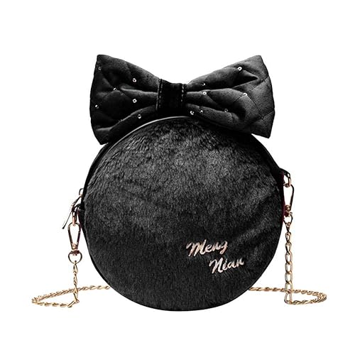 Innersetting Bowknot Round Bag Soft Plush Women Shoulder Messenger bag Crossbody Bags