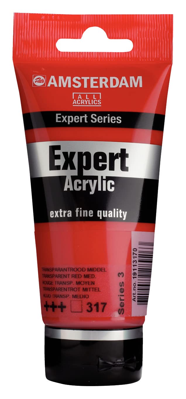 Amsterdam Expert Series Acrylic Paint Tube - 75 ml Transparent Red Medium 317 - Professional Grade - High Pigment - Excellent Lightfastness