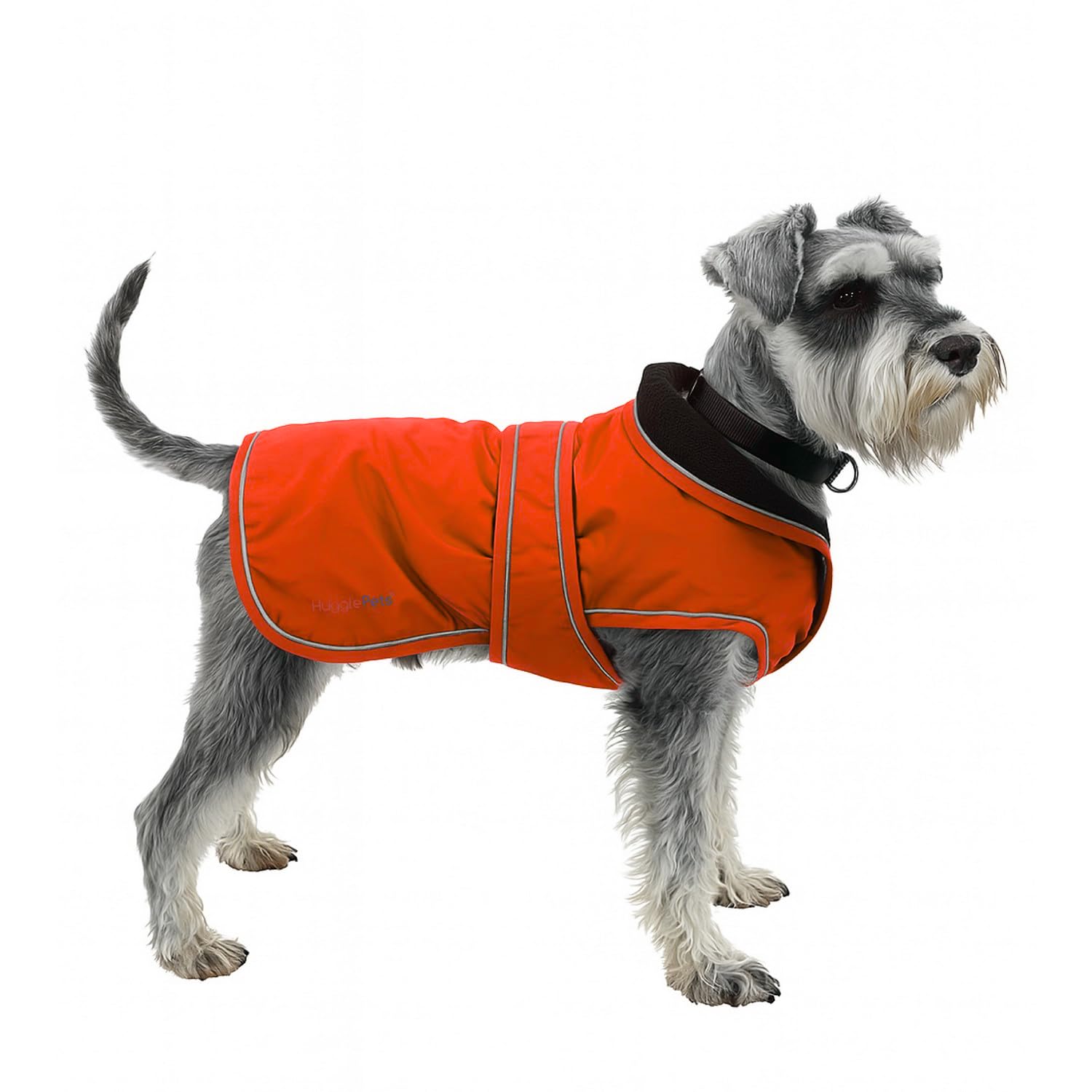 Hugglepets Arctic Armour Waterproof Thermal Dog Coat - Orange (Medium 40cm) Reflective Microfleece-Lined Coat for Medium Dogs with Adjustable Hook & Loop Fastening & Zipper for Harness or Collar.