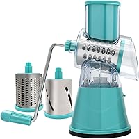 Cheng Rotary Cheese Grater Shredder Vegetable Slicer Rotary Grater with Suction Base Nut Grinder Chopper 3 Stainless…