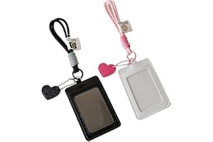 MEISO 2 Pcs Photocard Holder Keychain Kpop with Landyard, Portable Clear Window Photo Card Lanyard Badge Keychain Holder for 