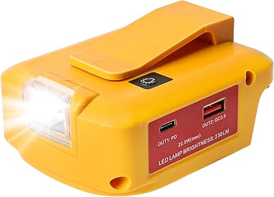 Powarobor Power Source USB Battery Adapter for Dewalt 18V with LED Light