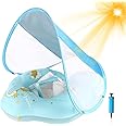 WYRIAZA Baby Float with Canopy UPF50+ Sun Protection for Infant Newborn Toddler Inflatable Swimming Spring Swim Water Float 0-36 Months with Balance Ball Safety Seat